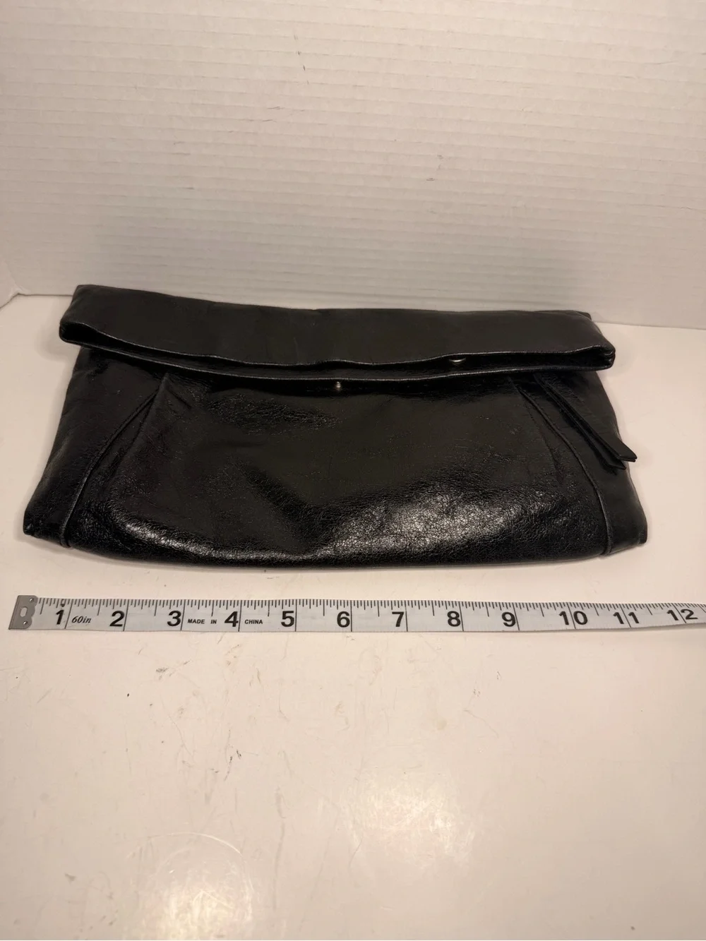 Gianni Chiarini Foldover Genuine Leather Black Clutch Bag